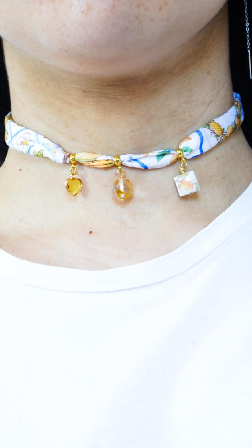 Parure Gioielli Maioliche Siciliane in Tessuto